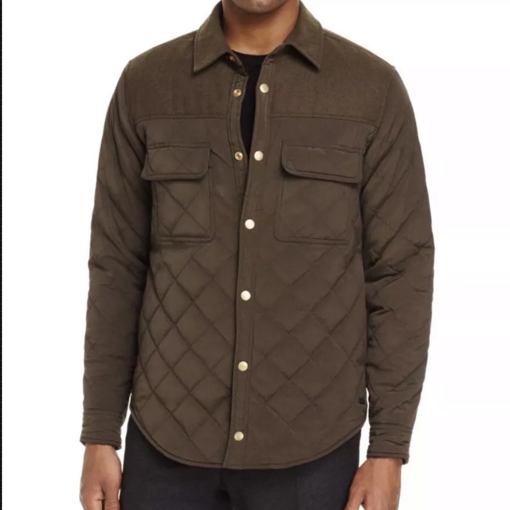 Men's Brown Quilted Shirt Jacket